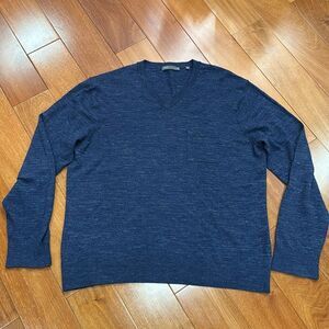 Mens Vince Long Sleeve V-Neck Wool Linen Heather Lightweight Sweater size XXL